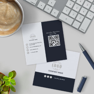 Carte De Visite Carré Professional Black Grey ajoutez votre logo QR Code