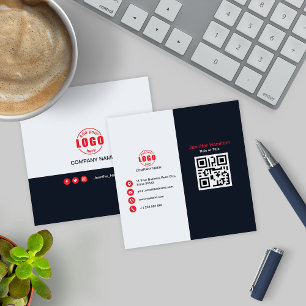 Carte De Visite Carré Professional Black Red ajoutez votre logo QR Code