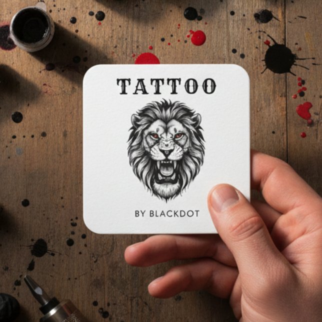 Carte De Visite Carré Professional Tattooist Creative Branding QR Code (Créateur téléchargé)