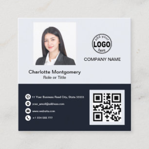 Carte De Visite Carré Professionnel ajoutez votre logo QR Code Photo Cus