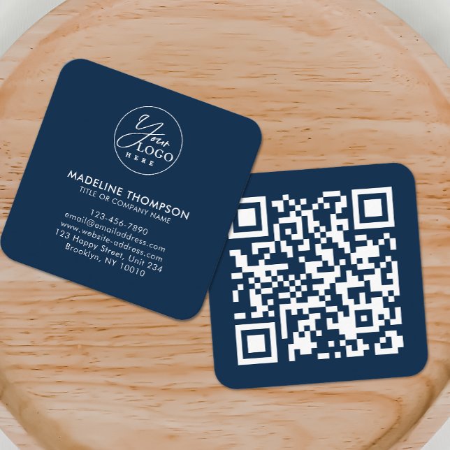 Carte De Visite Carré Professionnel Blue Générique Logo de l'entreprise  (Créateur téléchargé)