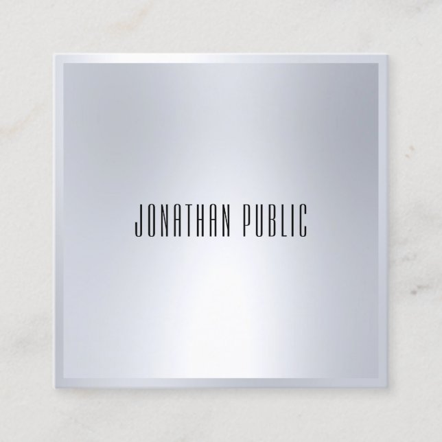 Carte De Visite Carré Professionnel Faux Argent Élégant Modèle moderne (Devant)