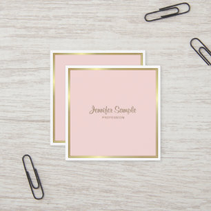 Carte De Visite Carré Professionnel Gold Blush Pink Blanc Luxe Plat