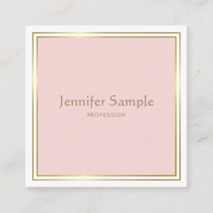 Carte De Visite Carré Professionnel Gold Blush Pink Blanc Moderne Luxe