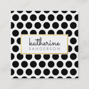Carte De Visite Carré PROFESSIONNEL GRAND POLKA DOT or noir moderne