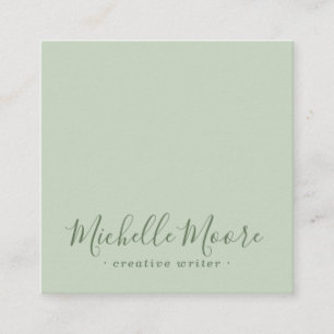 Carte De Visite Carré Professionnel minimaliste élégant et vert sauge 