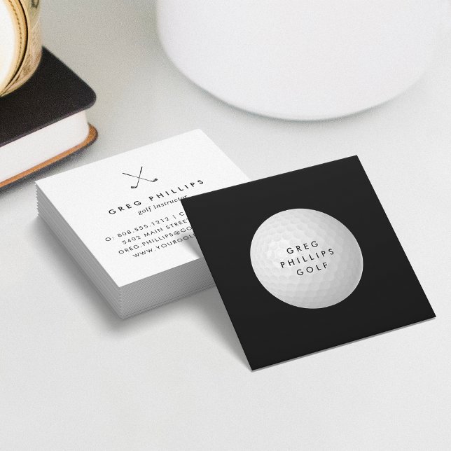 Carte De Visite Carré Professionnel ou instructeur moderne Black & White (Créateur téléchargé)