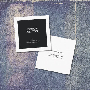 Carte De Visite Carré Professionnel Simple Elegant Noir Blanc Consultant