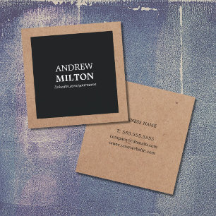 Carte De Visite Carré Professionnel Simple Élégant noir imprimé Kraft