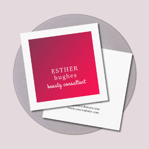 Carte De Visite Carré Professionnel Simple Élégant Rouge Blanc Consultan