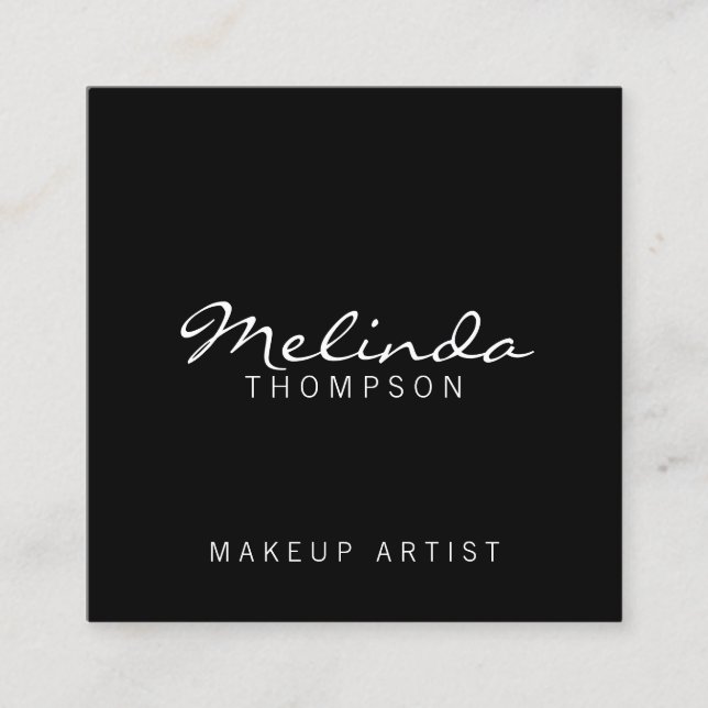 Carte De Visite Carré Professionnel Simple moderne noir et blanc (Devant)