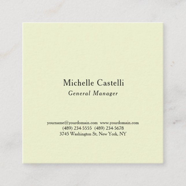 Carte De Visite Carré Professionnel Unique Classique Simple (Devant)