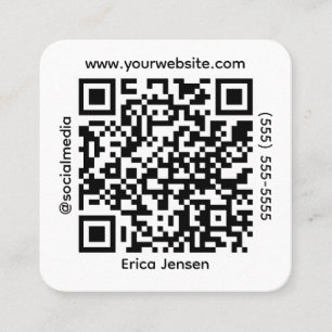 Carte De Visite Carré Propriétaire de code QR minimal