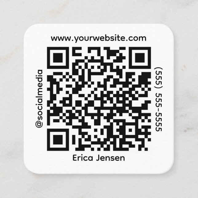 Carte De Visite Carré Propriétaire de code QR minimal (Devant)