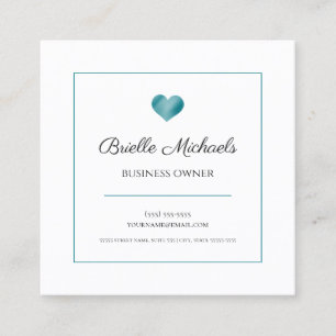 Carte De Visite Carré Propriétaire de l'entreprise Teal Heart
