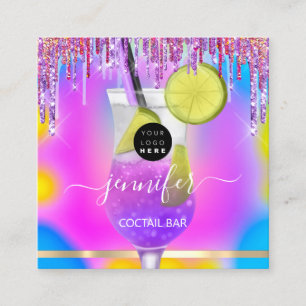 Carte De Visite Carré Pub Boissons Bar Restaurant Logo Holograph VIP