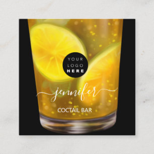 Carte De Visite Carré Pub Boissons Bar Restaurant Logo Lounge Logo Jaune