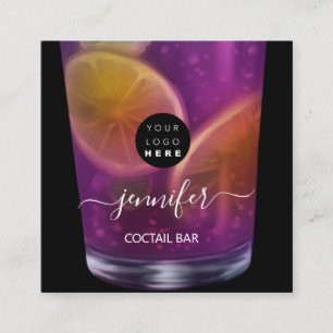 Carte De Visite Carré Pub Boissons Bar Restaurant Logo Lounge Logo Viole