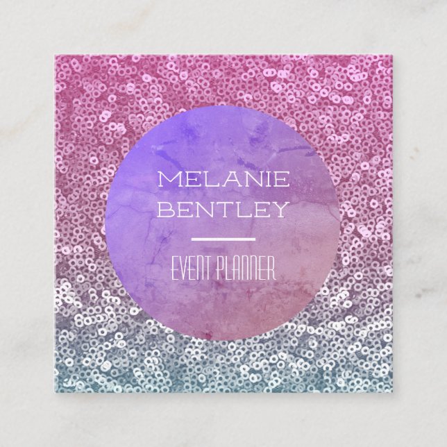 Carte De Visite Carré Purple Aquamarine Glamour Étincelant (Devant)