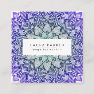 Carte De Visite Carré Purple Lotus Mandala Yoga Méditation Holistique