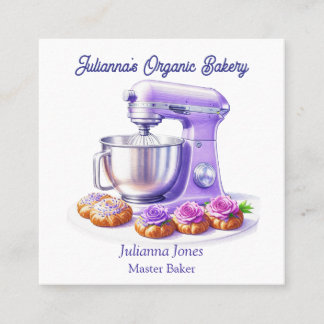 Carte De Visite Carré Purple Mixer Bread Bakery Pastry Chef