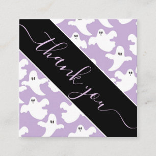 Carte De Visite Carré Purple mou Éffrayant Ghost Motif Merci U Halloween