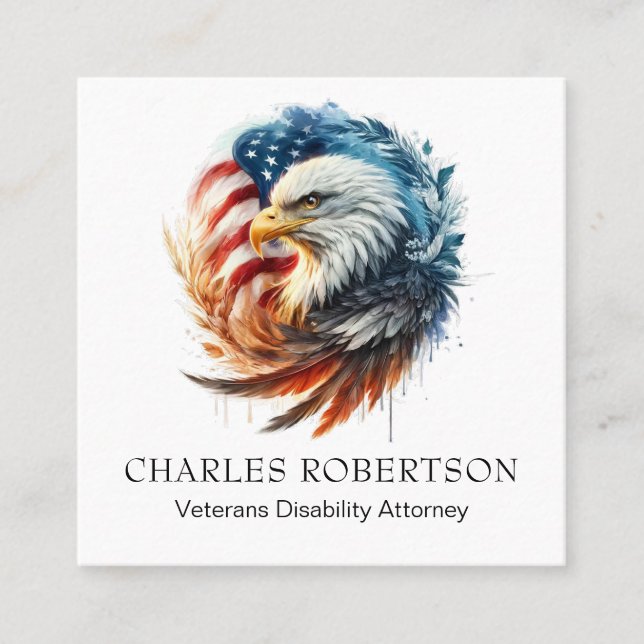 Carte De Visite Carré *~* QR American Flag Bald Eagle - AP16 (Devant)