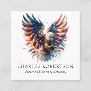 Carte De Visite Carré *~* QR American Flag Bald Eagle AP16 Wings