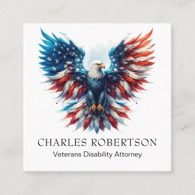 Carte De Visite Carré *~* QR AP16 American Flag Bald Eagle USA (Devant)