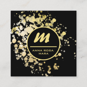 Carte De Visite Carré *~* QR Black Gold Parties scintillant Dramatique é