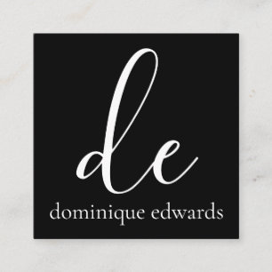 Carte De Visite Carré QR Code Black White Monogramme Beauté moderne