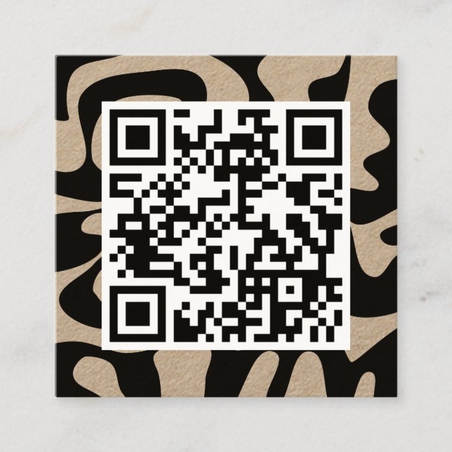 Carte De Visite Carré QR Code Cool moderne Creative Black Eco Kraft (Devant)