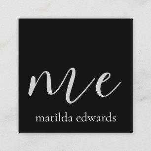 Carte De Visite Carré QR Code Cosmétique Élégant Noir moderne Blanc