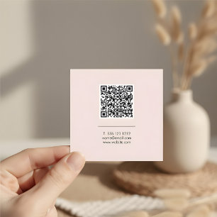 Carte De Visite Carré QR Code Girly Minimal Professionnel Blush Rose