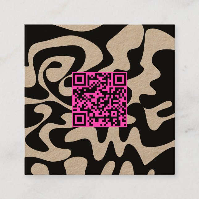 Carte De Visite Carré QR Code Hot rose rétro Super Kraft (Devant)