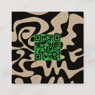 Carte De Visite Carré QR Code Kelly Green Retro Groovy Squiggles Kraft