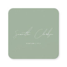QR Code Minimalist Sage Green Handwritten Script