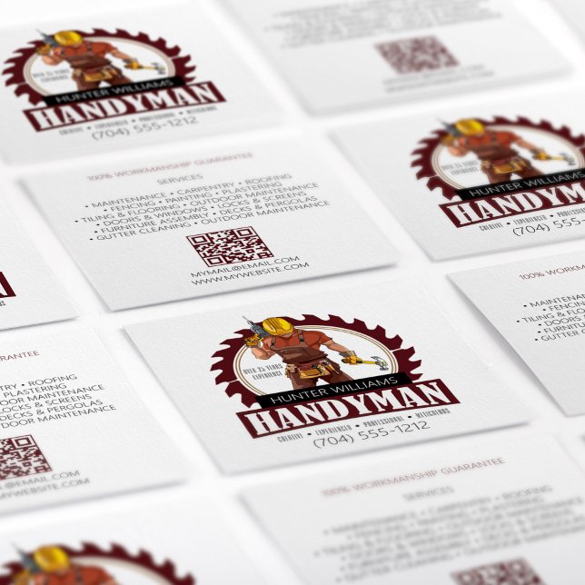 Carte De Visite Carré QR Code Moderne Handyman Maintenance Outils Rustiq (Créateur téléchargé)