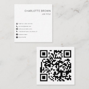 Carte De Visite Carré QR Code Personnalisé Moderne Blanc Professionnel