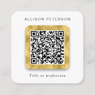 Carte De Visite Carré QR code réseau simple Carré or moderne