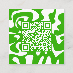 Carte De Visite Carré QR Code Retro Super Lime Vert Blanc Bonjour