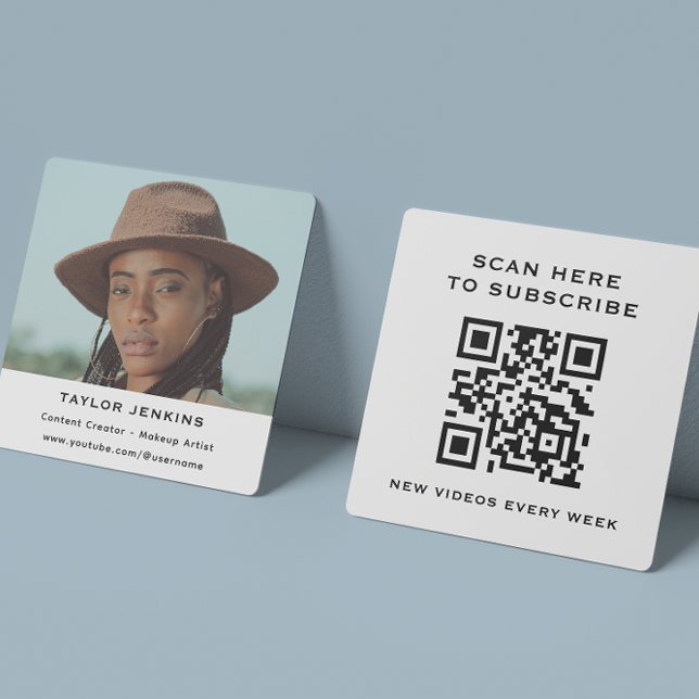 Carte De Visite Carré QR Code Suivez-moi Influencer Contenu Créateur Pho (Créateur téléchargé)
