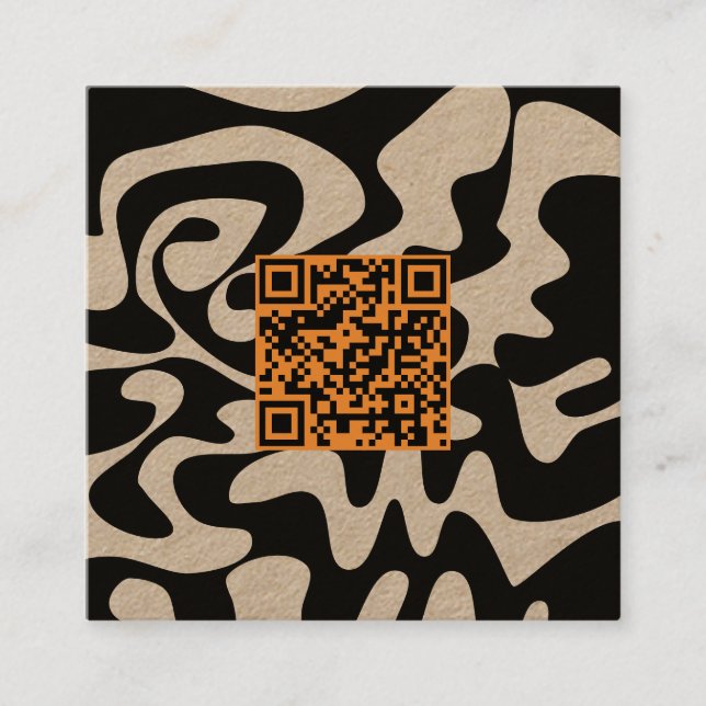 Carte De Visite Carré QR Code Tan Orange Brown Rétro Super Kraft (Devant)