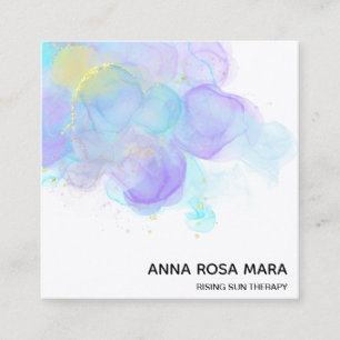 Carte De Visite Carré ** QR Ethérée. Logo de Parties scintillant d'or AP