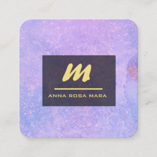 Carte De Visite Carré *~* QR Lavender Blanc Or Magenta Initial AP65