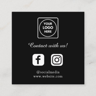 Carte De Visite Carré QR noir Connecter les liens des médias sociaux