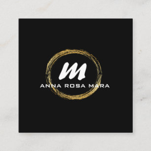 Carte De Visite Carré *~* QR Noir Or Blanc Dramatique Élégant AP65