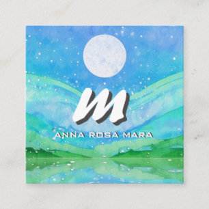 Carte De Visite Carré *~* QR Sky Blue SUN Paysage Abstrait Nature AP93