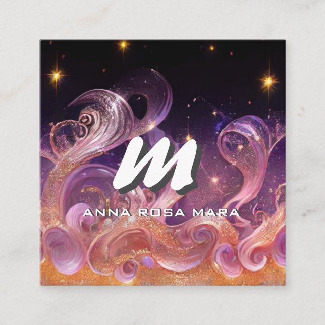 Carte De Visite Carré *~* QR Sky Night Stars ETHEREAL WAVES AP93 (Devant)