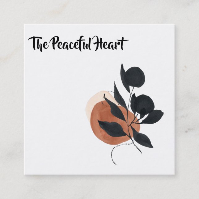 Carte De Visite Carré *~* QR Wabi Sabi Encre minimale Abstraite AR27 Sim (Devant)